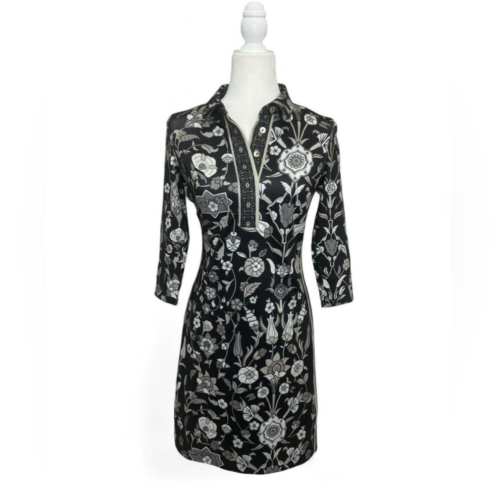 Gretchen Scott Designs Black and White Floral Dress